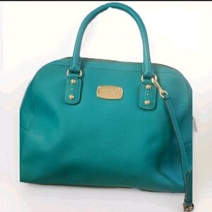 Michael Kors Medium Dome Saffiano Leather Satchel Teal